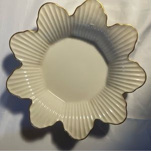 Lenox Meridian Collection Flower Candy Dish Gold Trim  8”